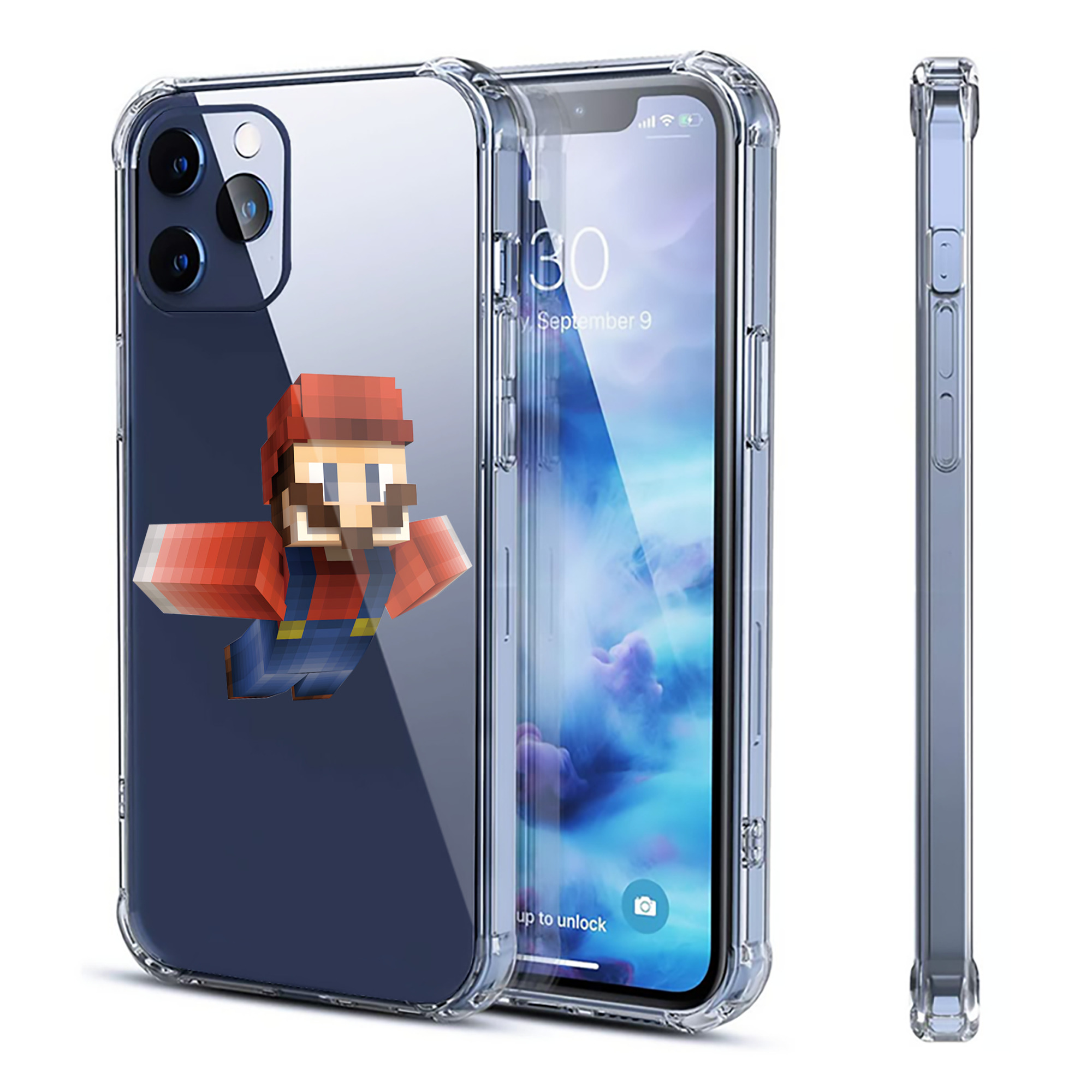 （画像用） マインクラフト ブロックの世界 Minecraft MC Block world 【iPhone 12シリーズ対応】透明スマホケース（クリアソフトケース）